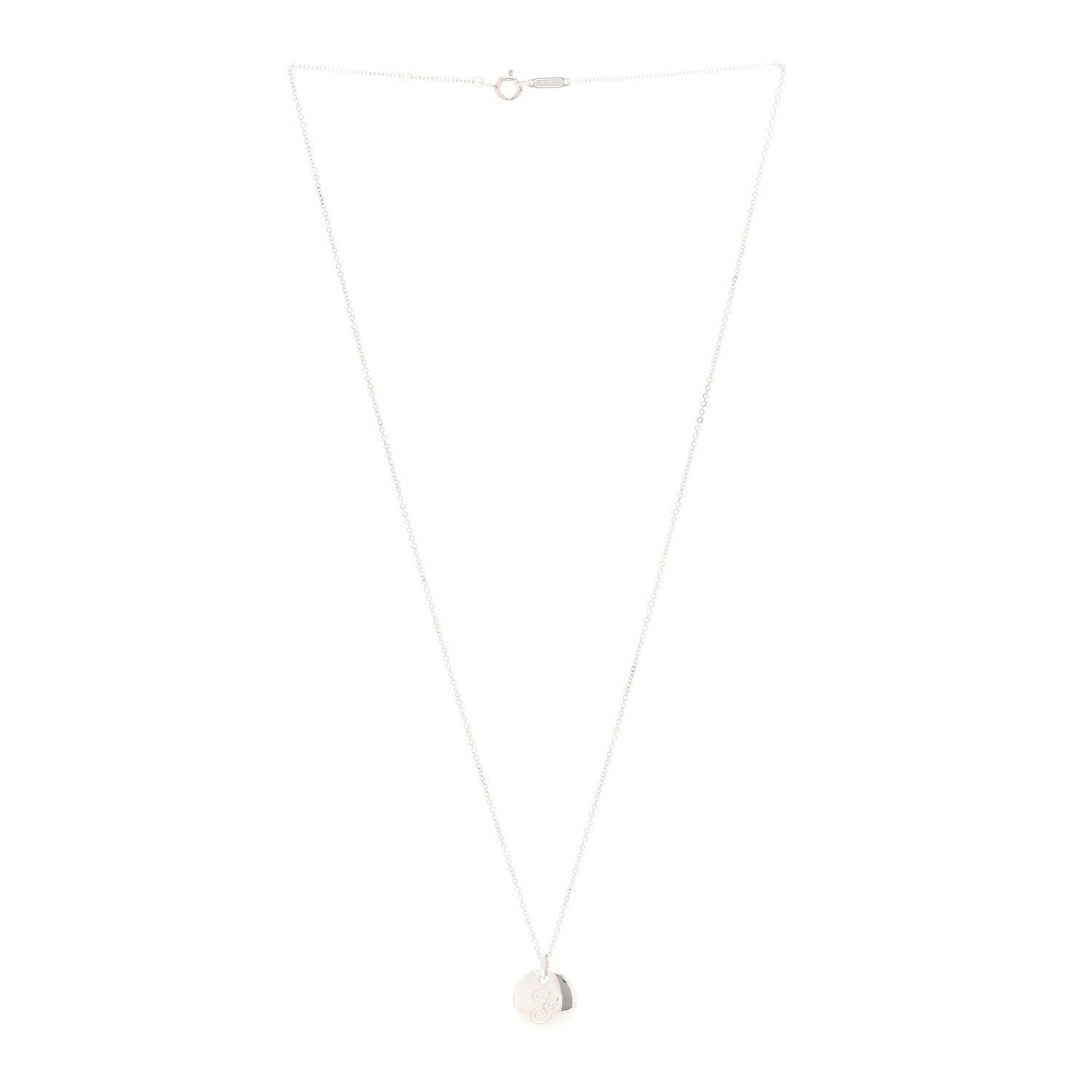 Tiffany Sterling Silver Letter G Disc Pendant Necklace 3 of 5