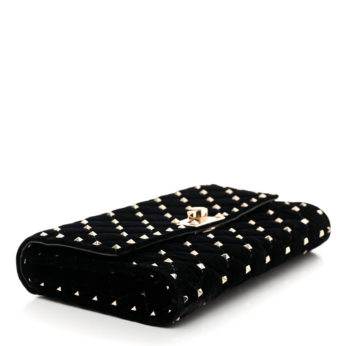 Velvet Rockstud Spike Wallet on Chain Black