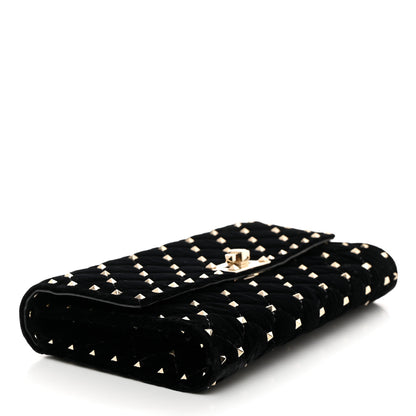 Valentino Garavani Velvet Rockstud Spike Wallet on Chain Black 2 of 9