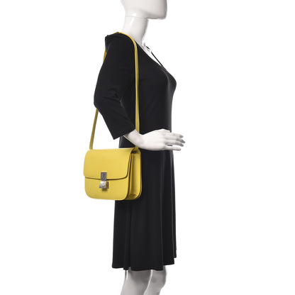 Celine Liege Calfskin Medium Classic Box Flap Bag Fluo Yellow 2 of 12