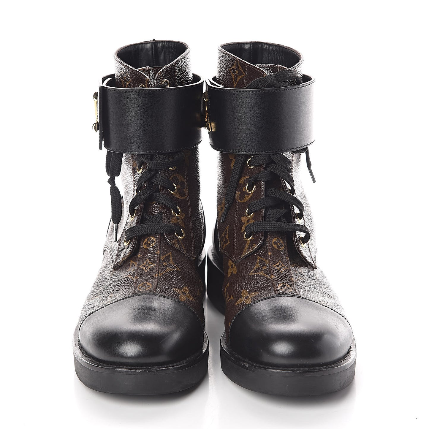 Calfskin Monogram Wonderland Flat Ranger Boots 38.5 Black