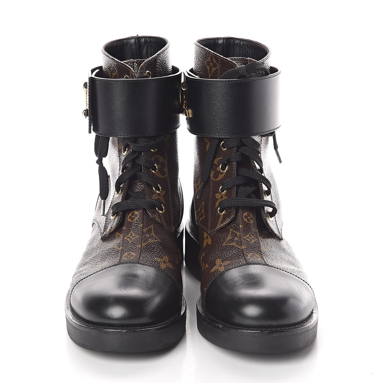 Louis Vuitton Calfskin Monogram Wonderland Flat Ranger Boots 38.5 Black 2 of 7
