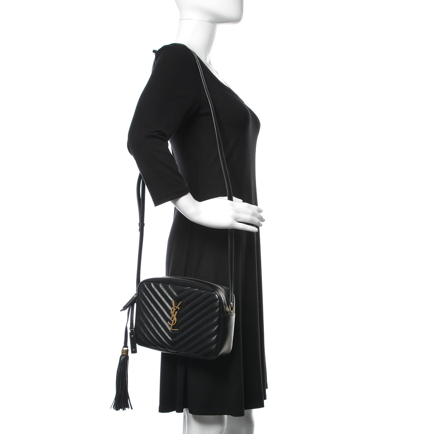 Calfskin Matelasse Monogram Lou Camera Bag Black