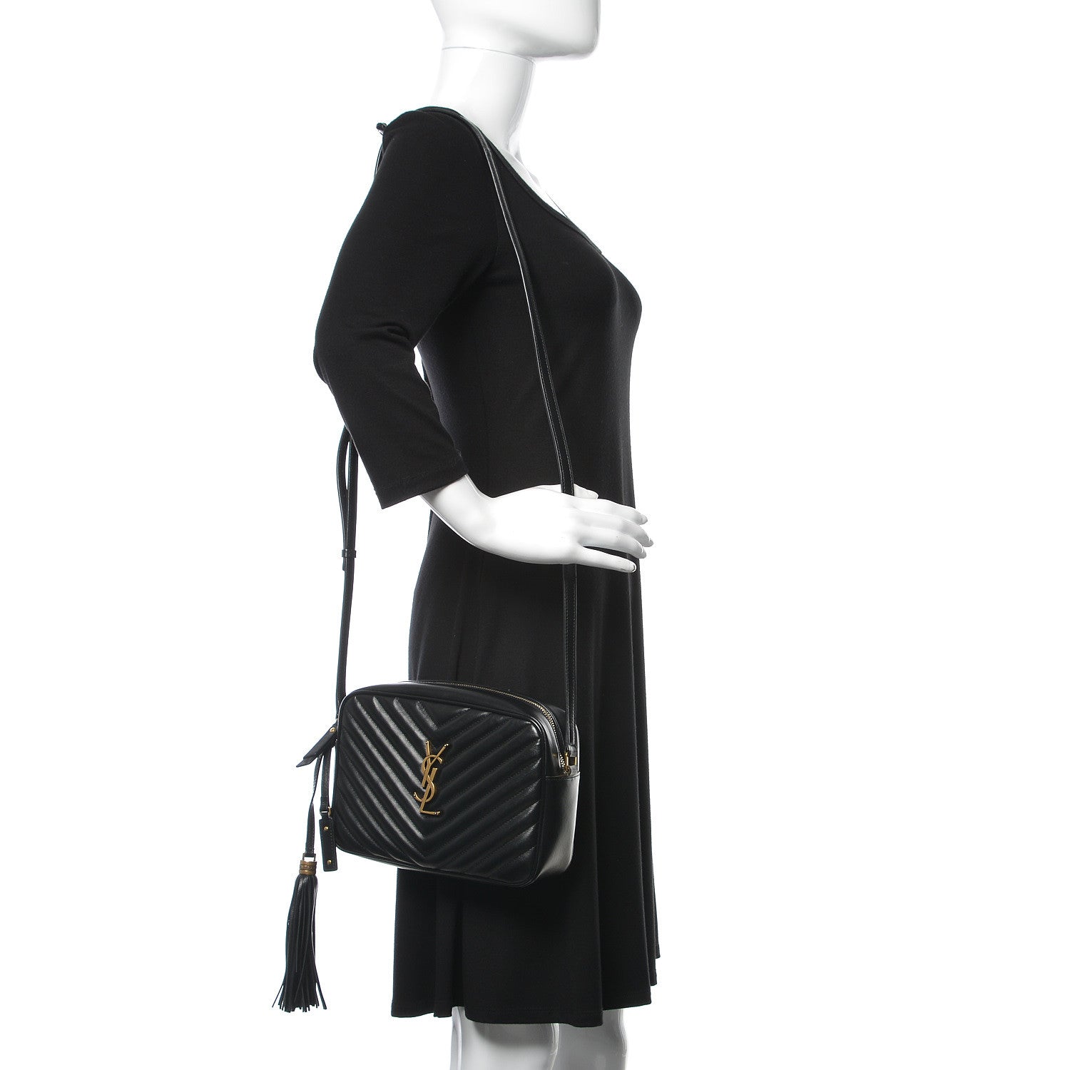 Saint Laurent Calfskin Matelasse Monogram Lou Camera Bag Black 2 of 10