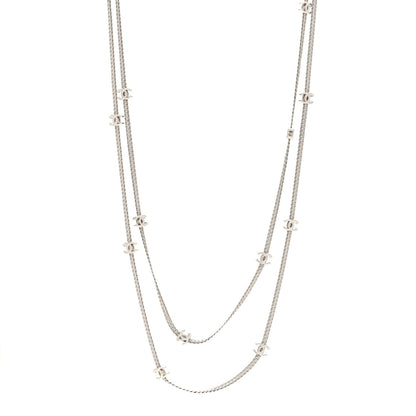 Chanel Metal CC Long Chain Necklace Silver 1 of 6