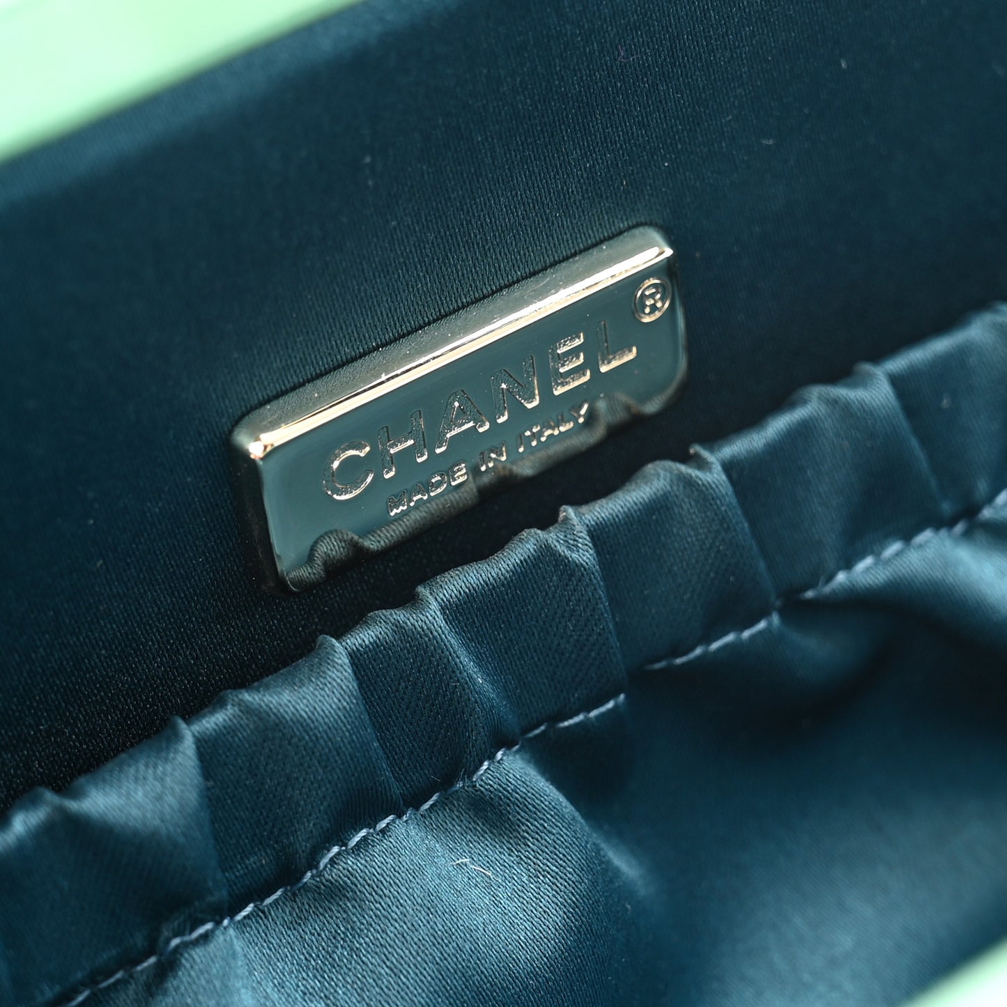 Patent Frame Chocolate Bar Clutch Light Blue