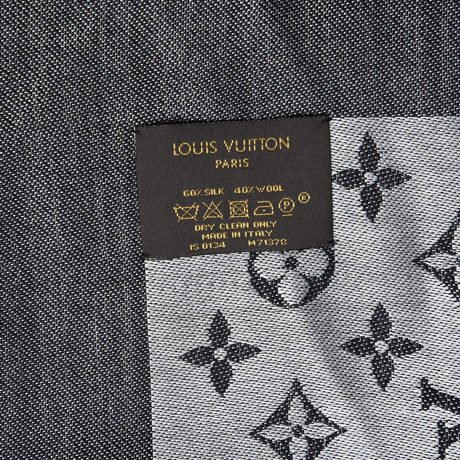 Louis Vuitton Silk Wool Monogram Denim Shawl Black 4 of 4