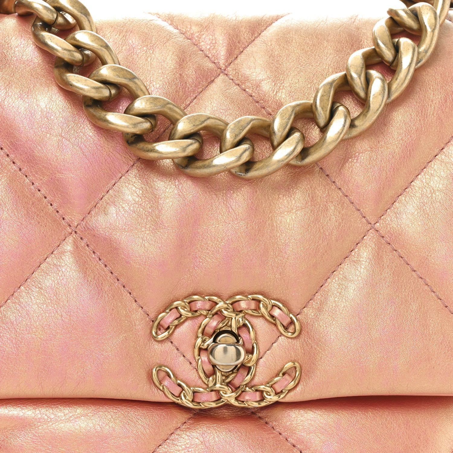Chanel Iridescent Lambskin Quilted Large Chanel 19 Flap Pink 8 of 10