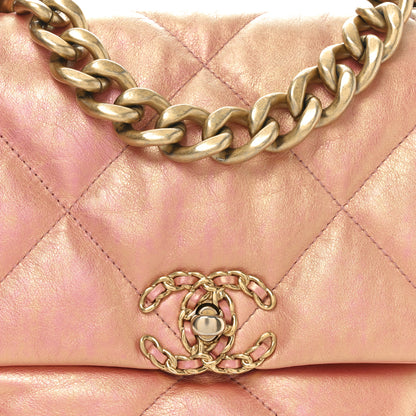 Chanel Iridescent Lambskin Quilted Large Chanel 19 Flap Pink 8 of 10