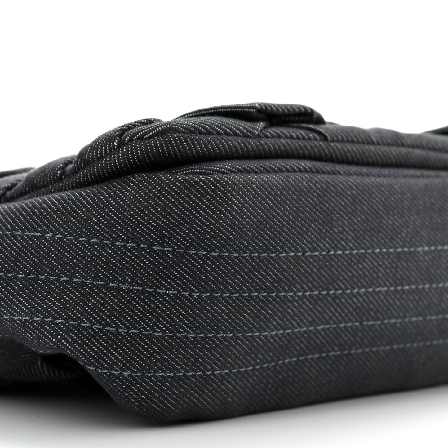 Denim Pleated Denim Turtle Flap Dark Blue