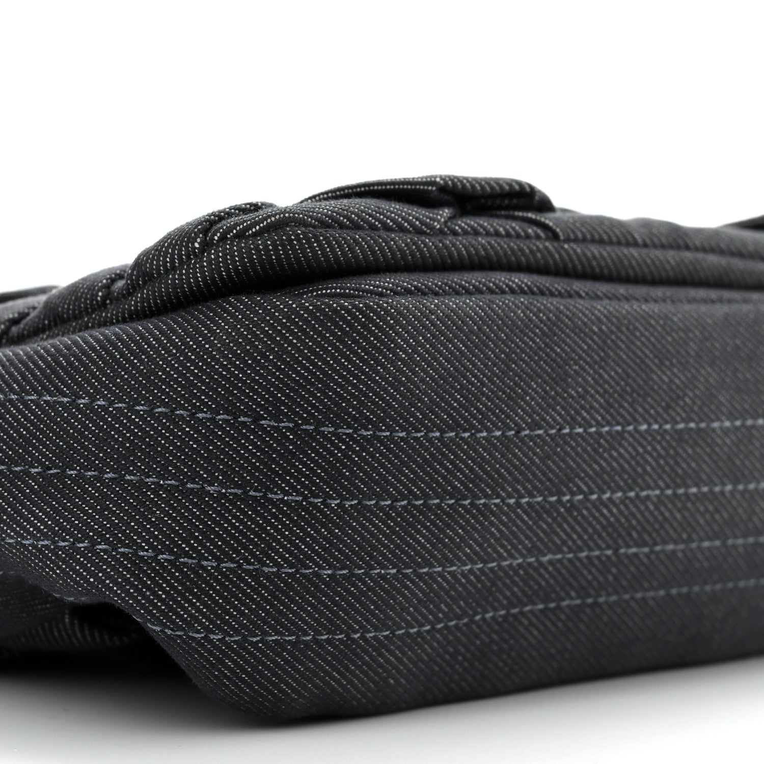 Chanel Denim Pleated Denim Turtle Flap Dark Blue 9 of 11