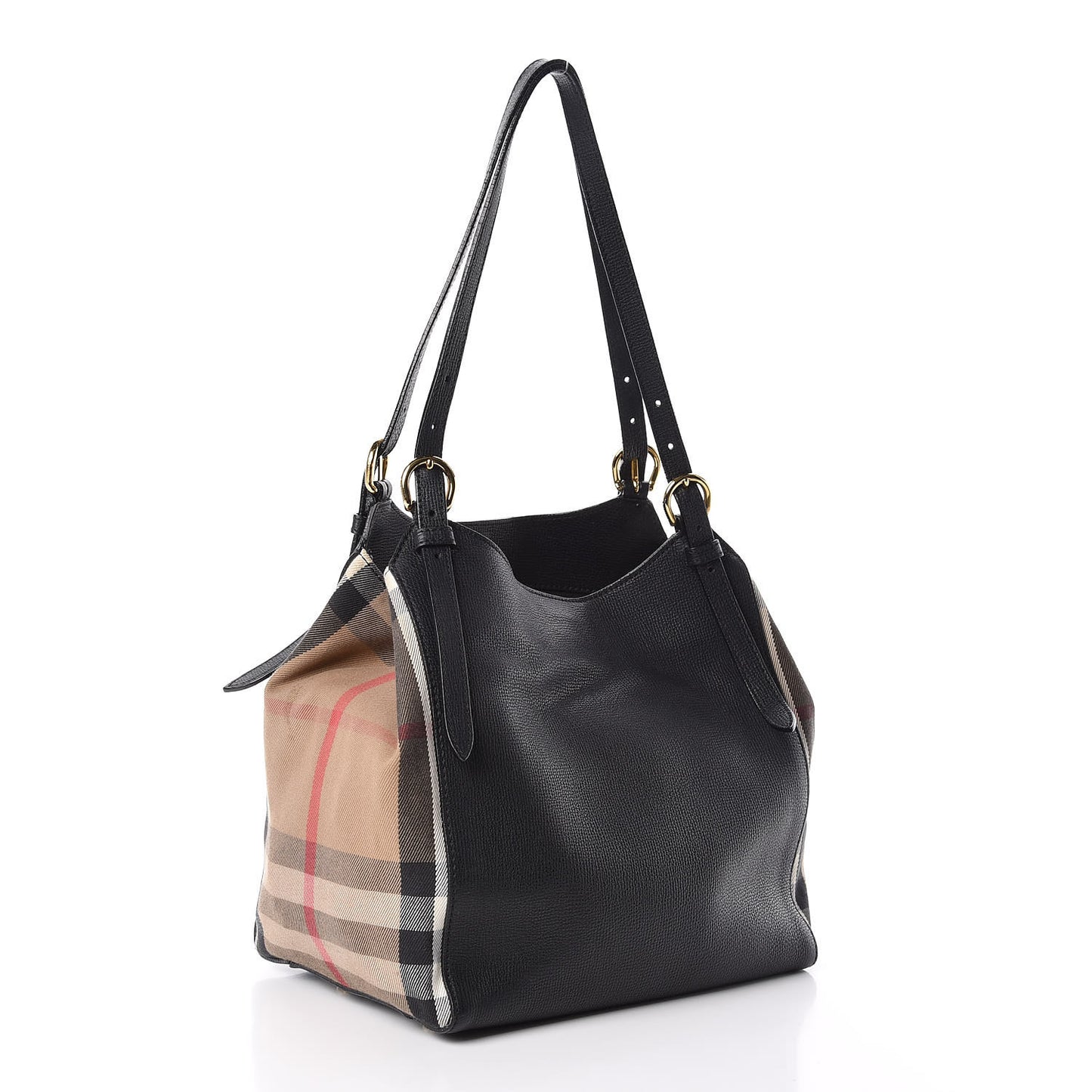 Grainy Calfskin House Check Small Canterbury Black