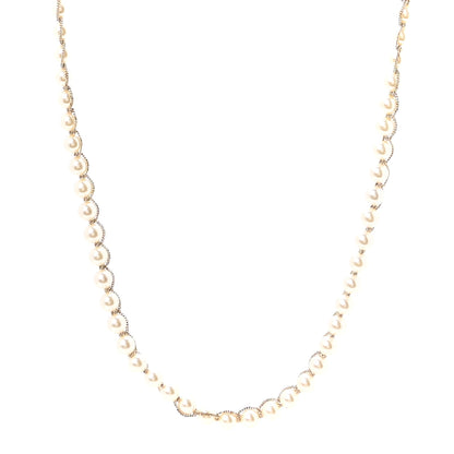 Chanel Metal Pearl Chain CC Long Necklace Gold 1 of 5