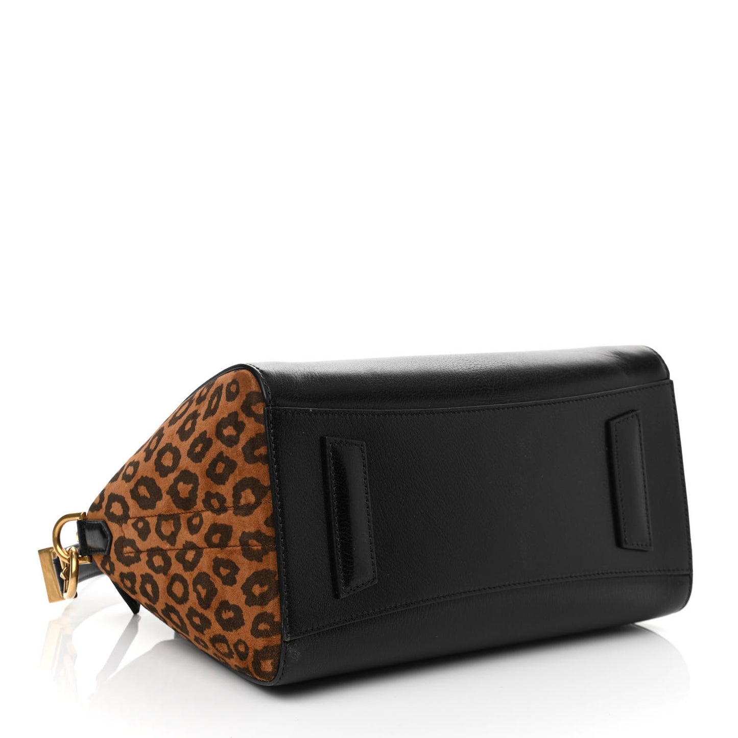 Calfskin Suede Leopard Print Small Antigona Black