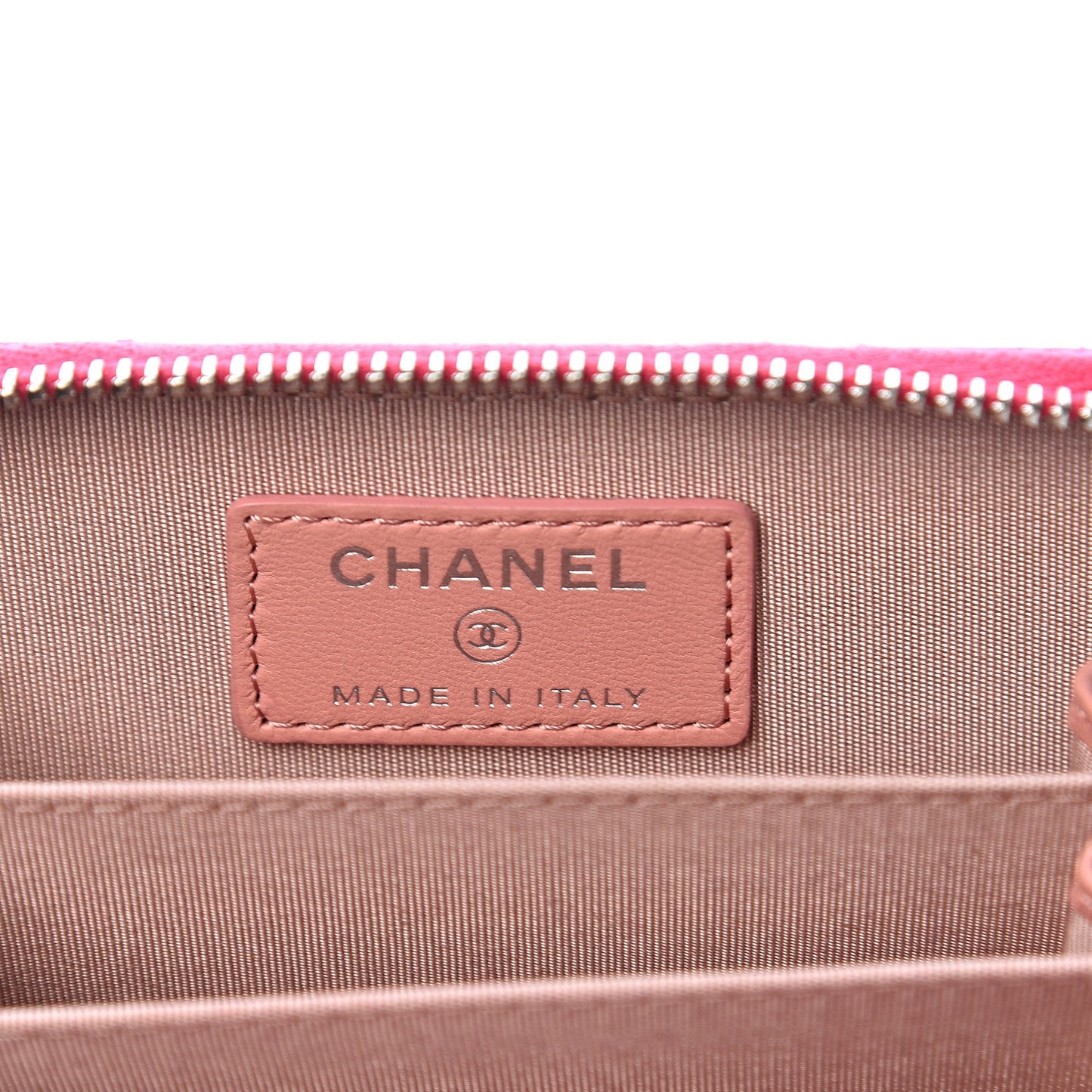 Lambskin Camellia Embossed Zip Coin Purse Pink