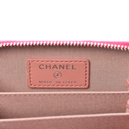 Chanel Lambskin Camellia Embossed Zip Coin Purse Pink 6 of 8