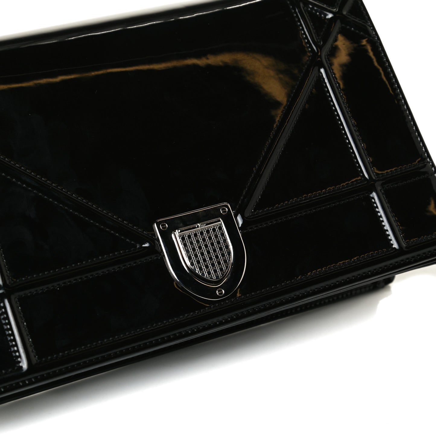 Patent Medium Diorama Flap Bag Black