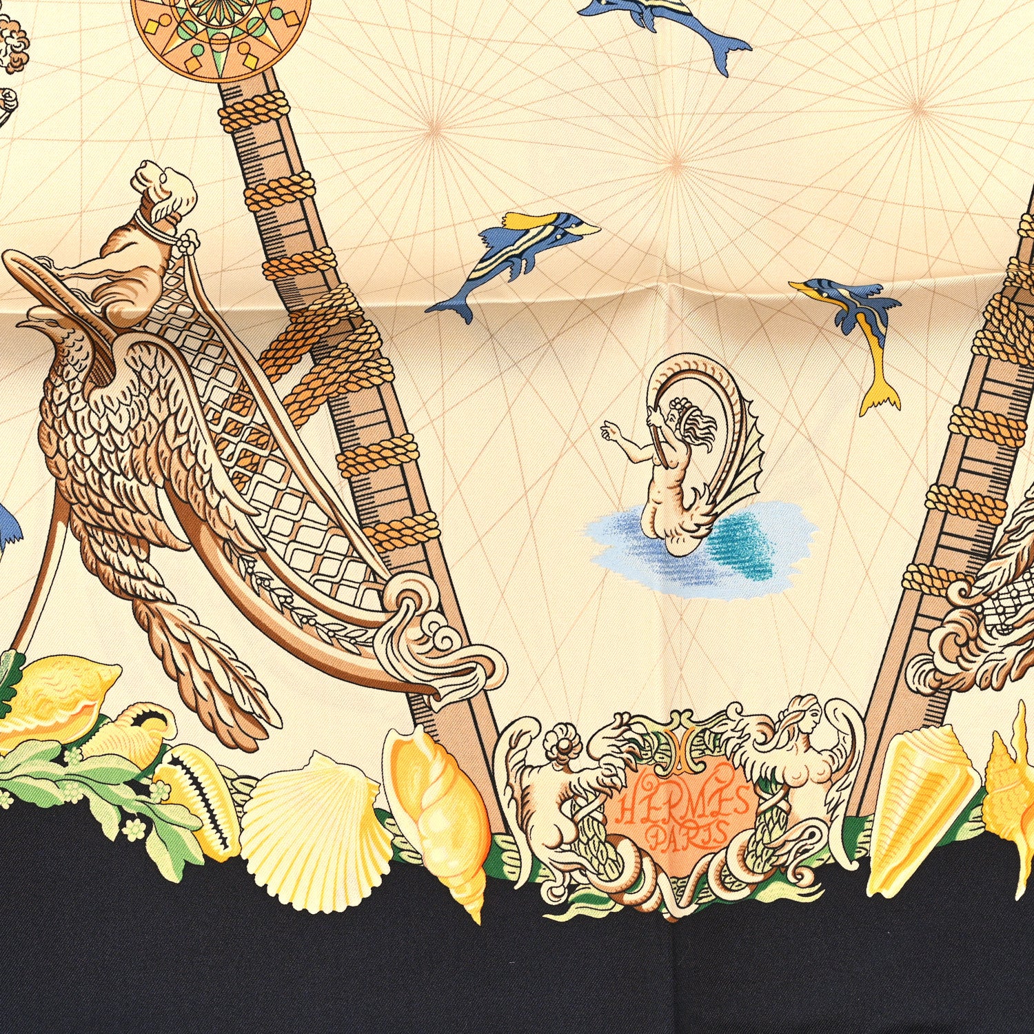 Hermes Silk Balade En Oceane Scarf 90 Black 2 of 3
