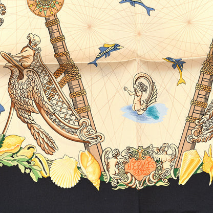 Hermes Silk Balade En Oceane Scarf 90 Black 2 of 3