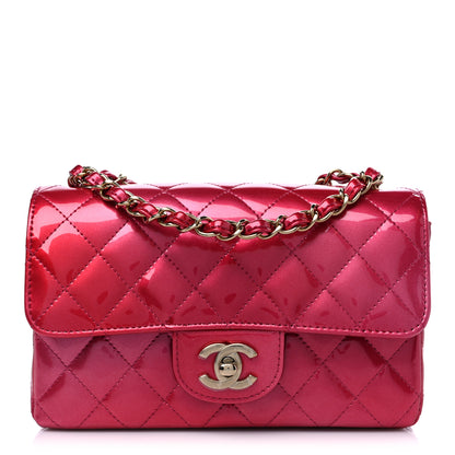Chanel Shaded Patent Calfskin Quilted Mini Rectangular Flap Pink Dark Pink 1 of 10