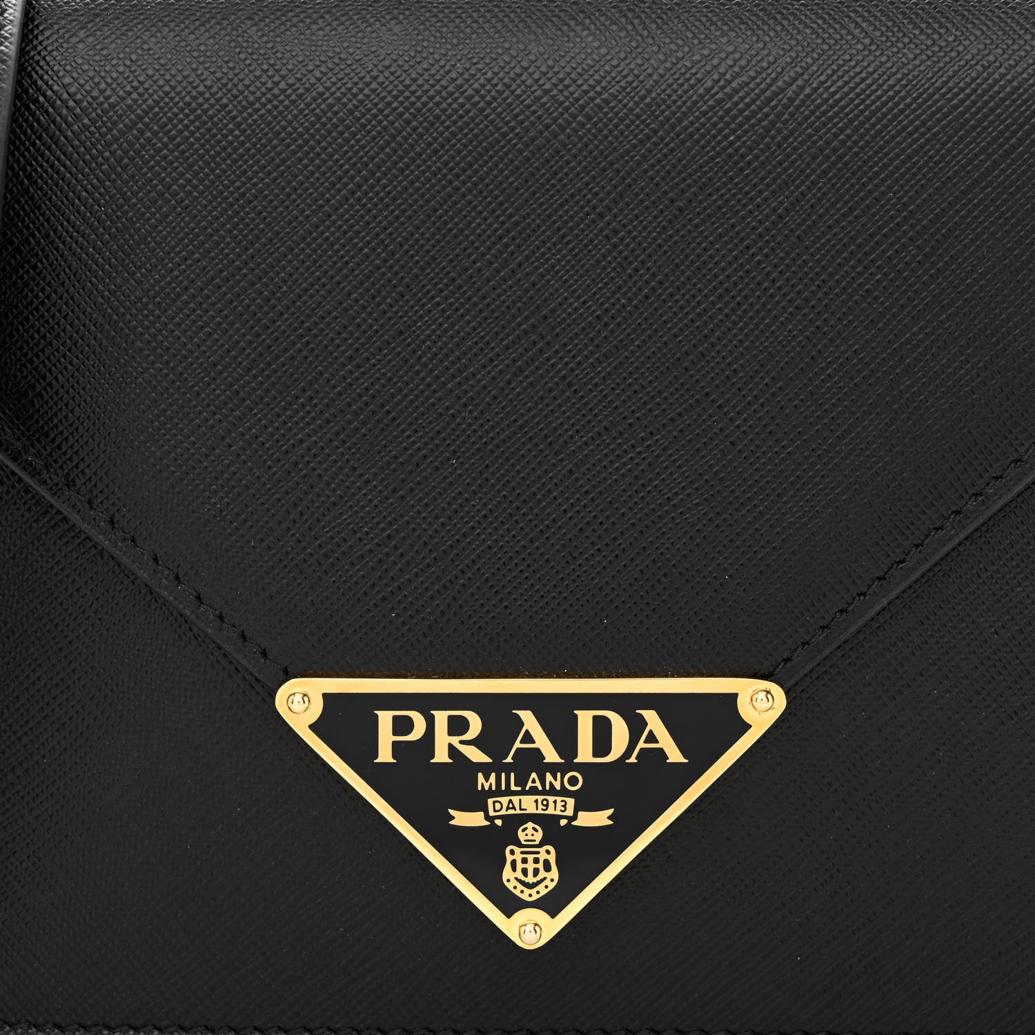 Prada Saffiano Lux Metal Triangle Logo Mini Envelope Chain Shoulder Bag Black 8 of 10