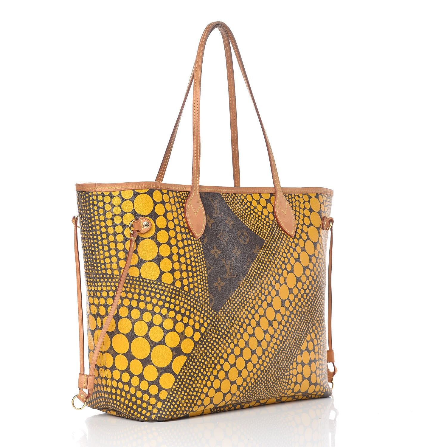 Louis Vuitton Monogram Kusama Waves Neverfull MM Yellow 3 of 19