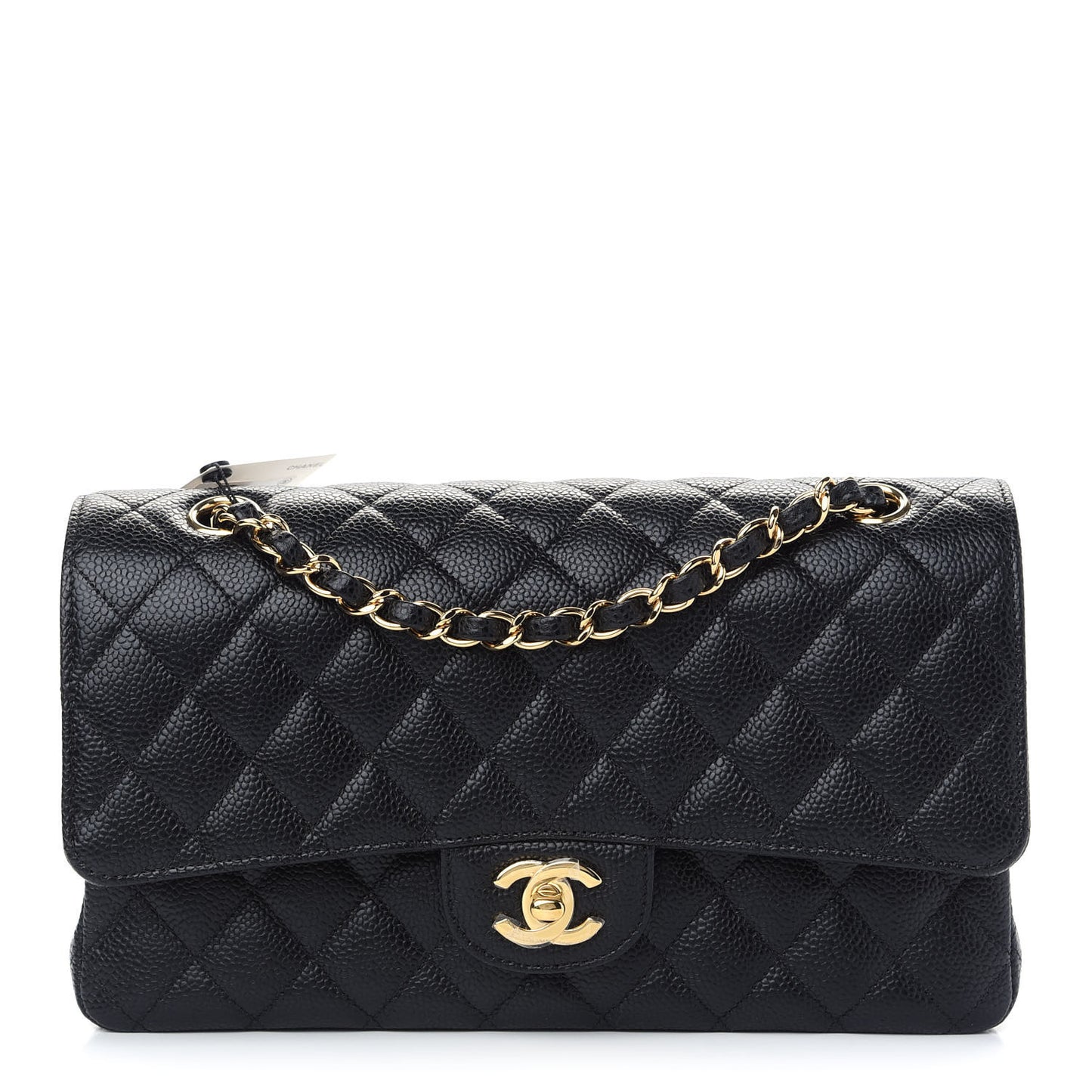 Caviar Quilted Medium Double Flap Black