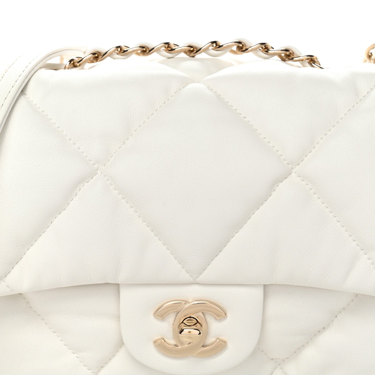 Chanel Calfskin Quilted Medium Bubbly Flap White 9 of 11