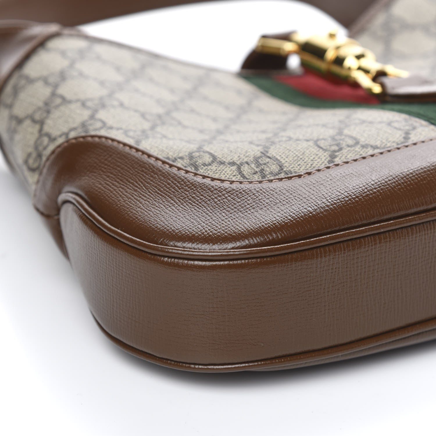 Gucci GG Supreme Monogram Azalea Calfskin Web Small Jackie 1961 Hobo Beige Ebony Brown Sugar 8 of 10