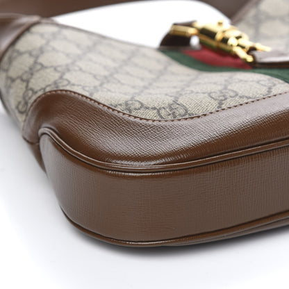 Gucci GG Supreme Monogram Azalea Calfskin Web Small Jackie 1961 Hobo Beige Ebony Brown Sugar 8 of 10