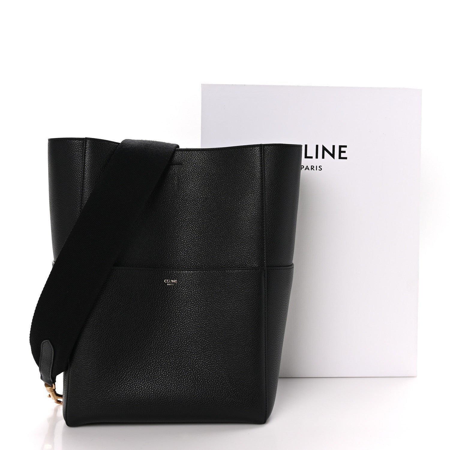 Celine Soft Grained Calfskin Sangle Bucket Bag Black 12 of 12