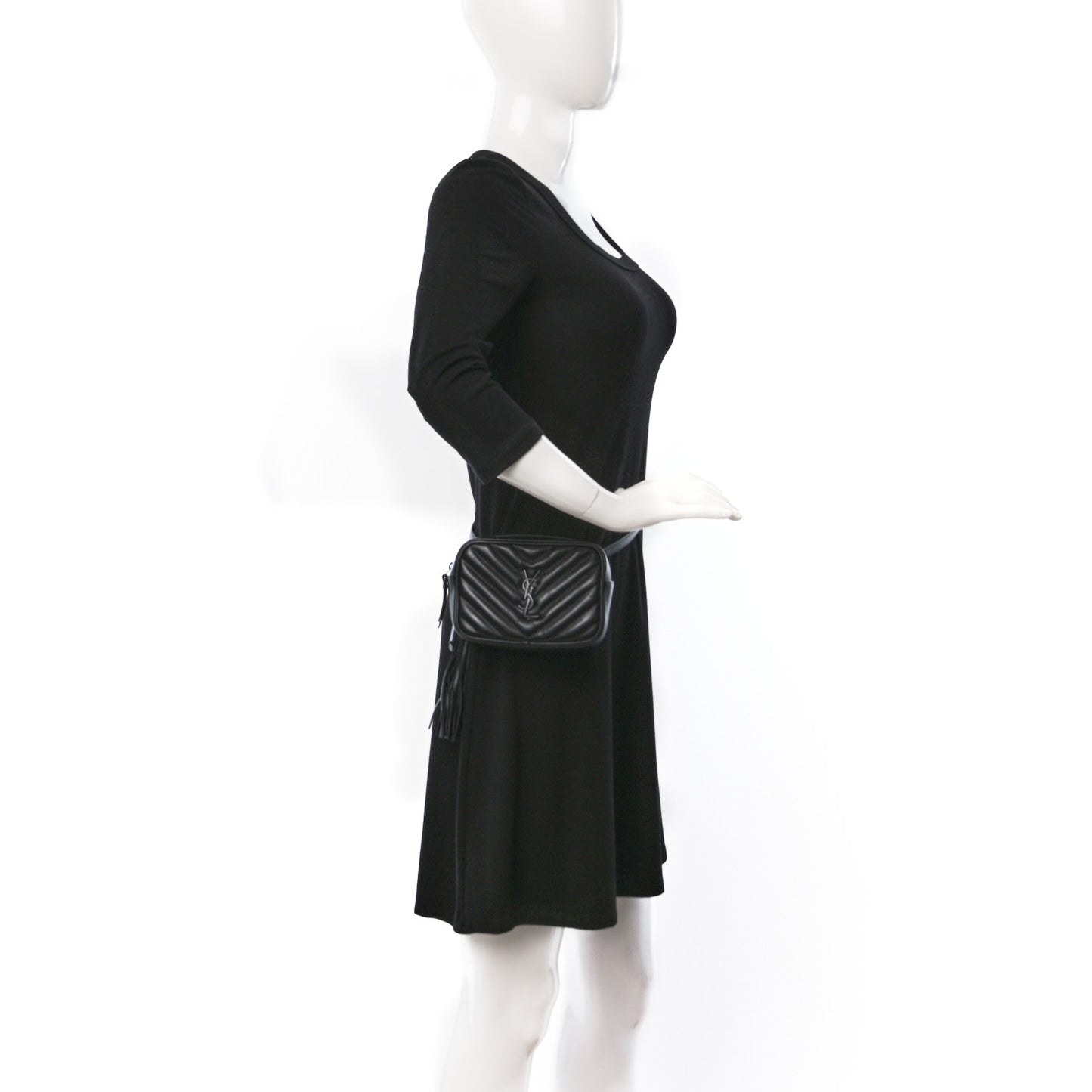 Calfskin Matelasse Monogram Lou Belt Bag Black