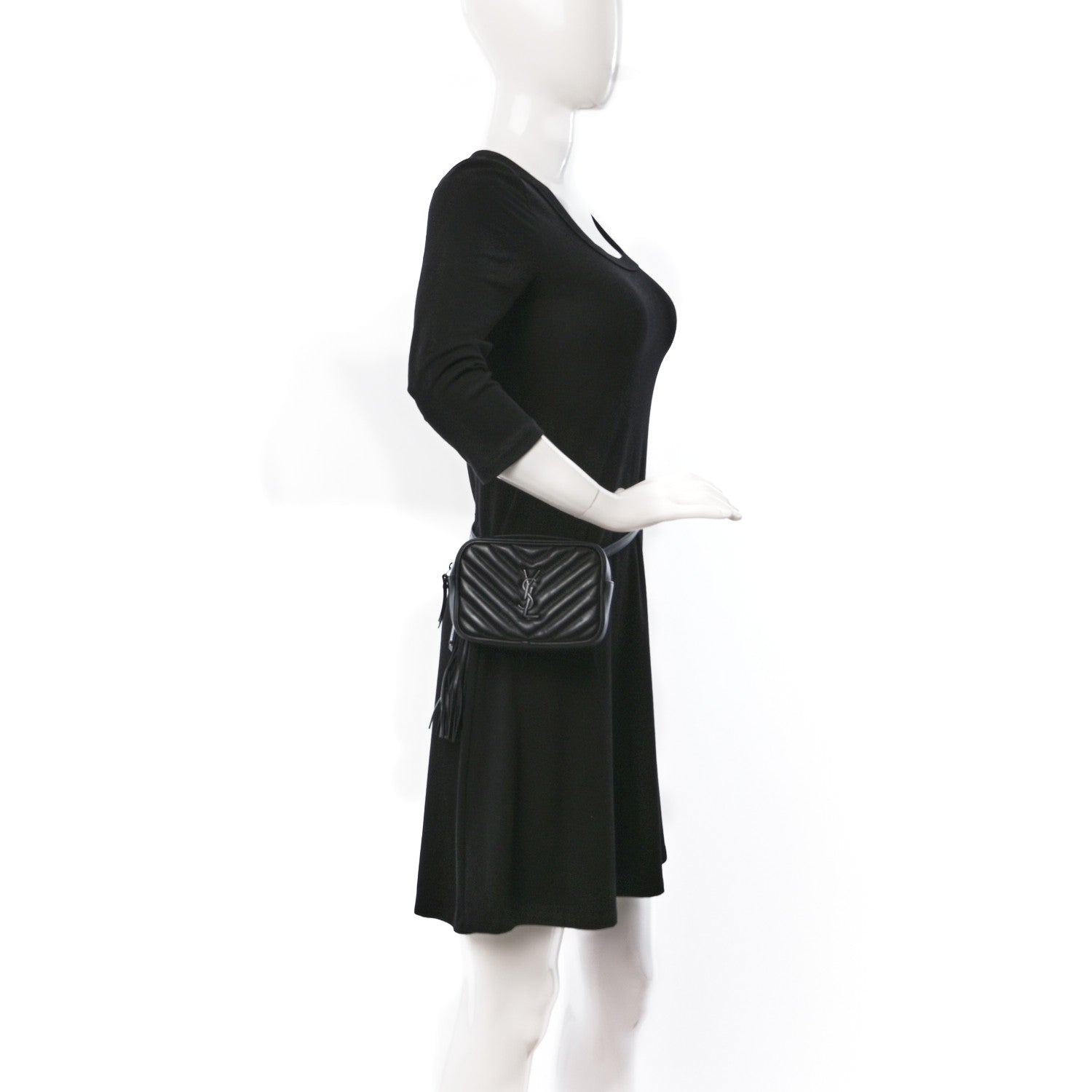 Saint Laurent Calfskin Matelasse Monogram Lou Belt Bag Black 2 of 9