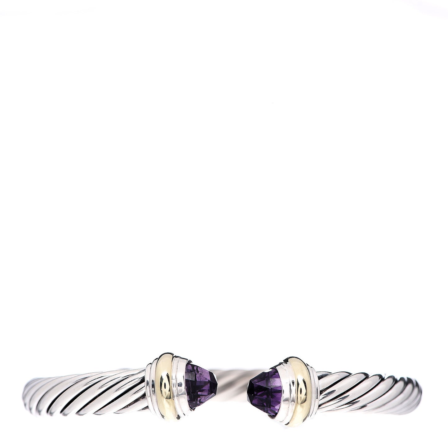 Sterling Silver 14K Yellow Gold Amethyst 7mm Cable Classics Bracelet