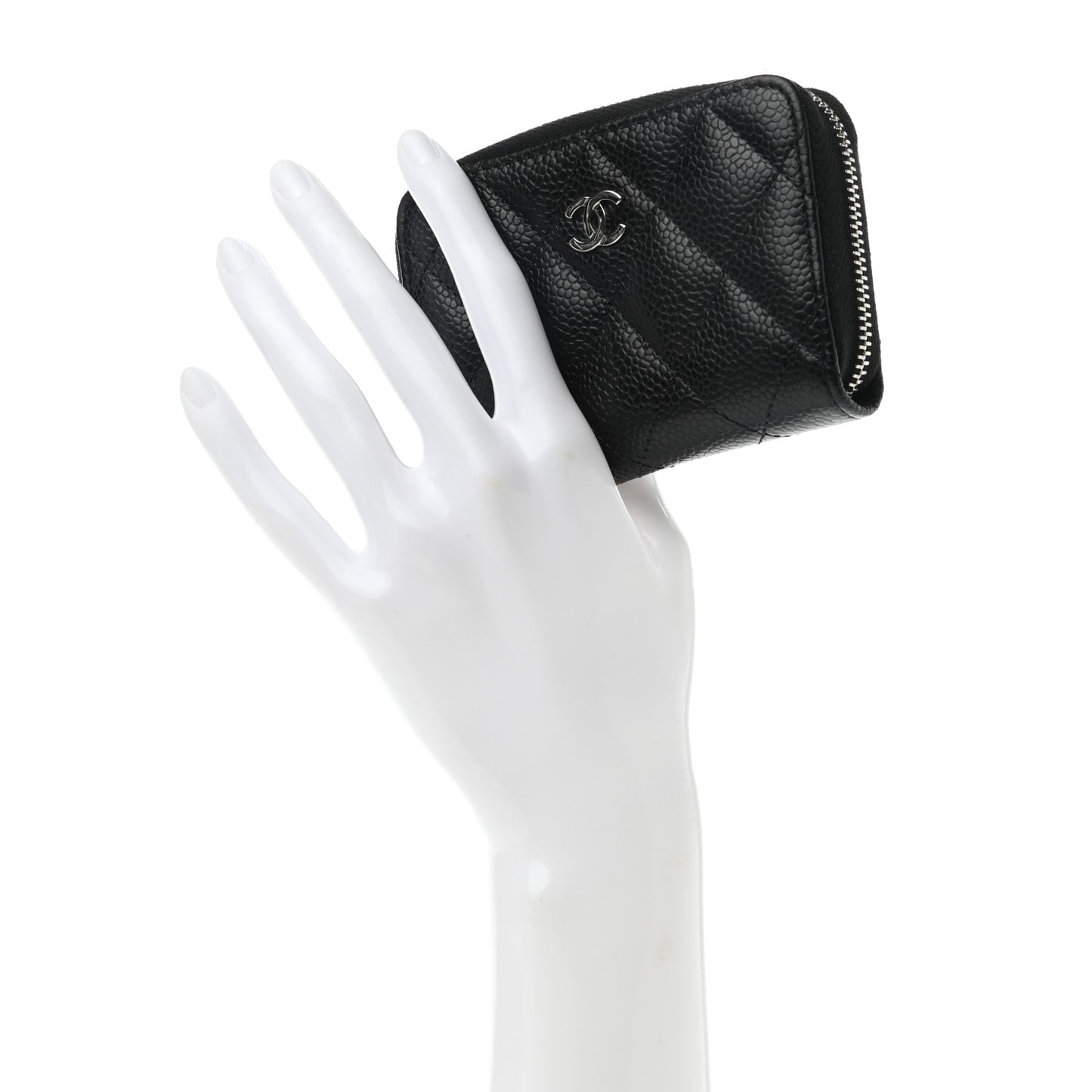 Caviar Quilted Zip Coin Purse Black