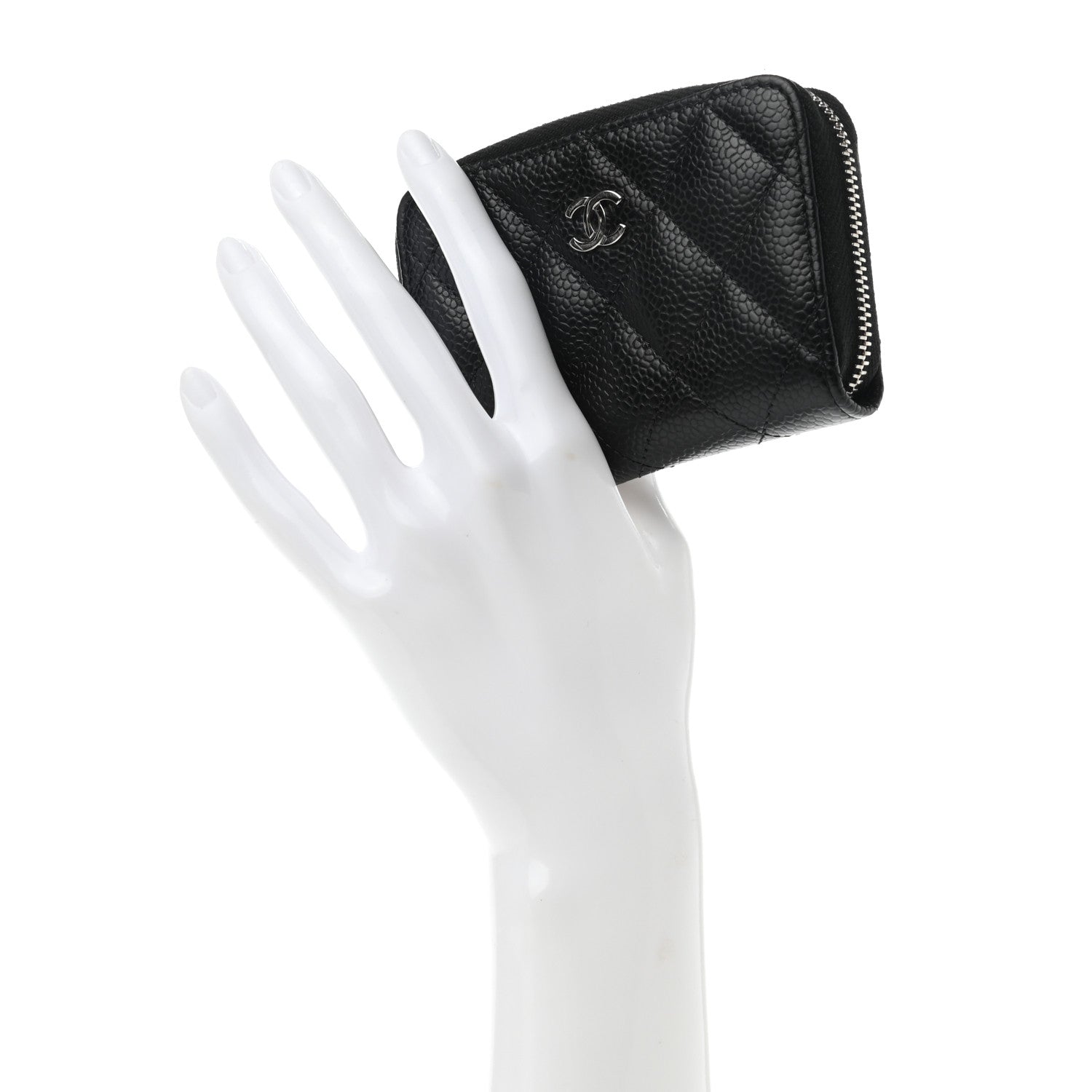 Chanel Caviar Quilted Zip Coin Purse Black 2 of 9