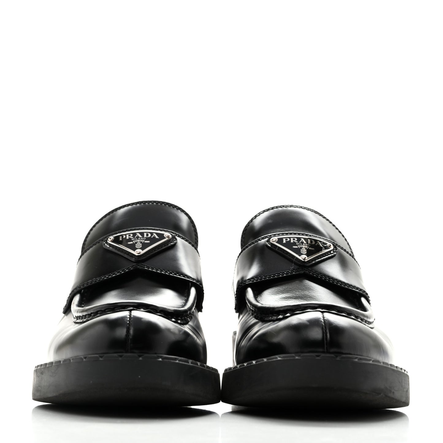 Spazzolato Metal Triangle Logo 50mm Loafers 39 Black