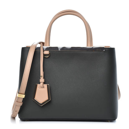 Fendi Vitello Dolce Bi-Color Petite 2Jours Tote Verde Prato Makeup 1 of 6