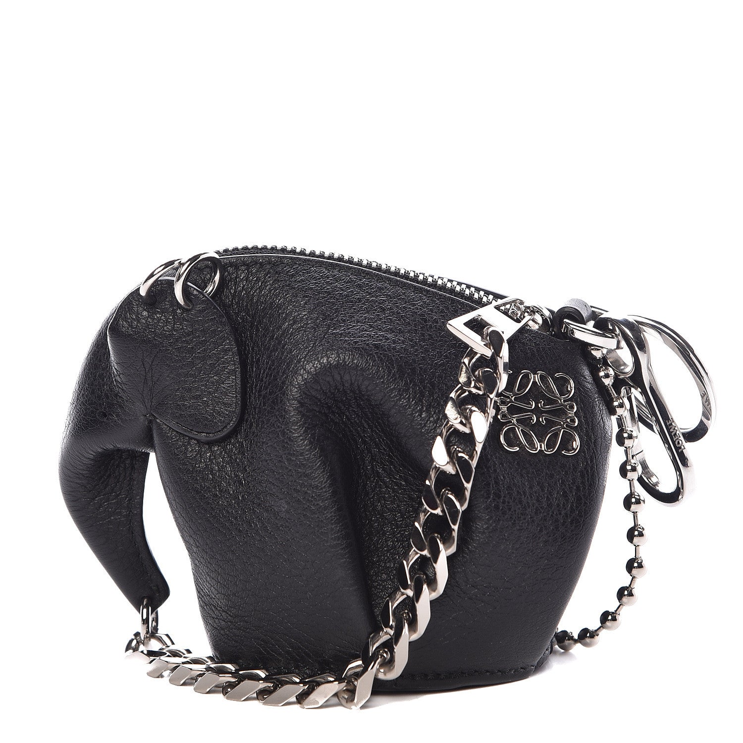 Loewe Calfskin Mini Punk Elephant Coin Purse Bag Charm Black 1 of 9