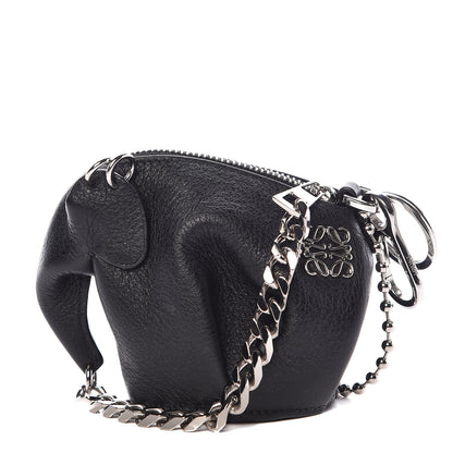 Loewe Calfskin Mini Punk Elephant Coin Purse Bag Charm Black 1 of 9