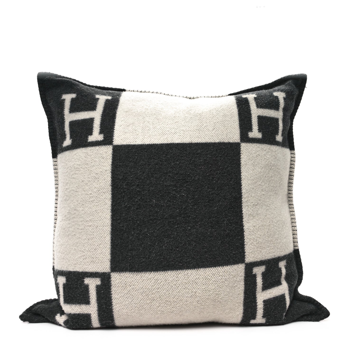 Wool Cashmere Avalon Pillow GM Ecru Gris Fonce