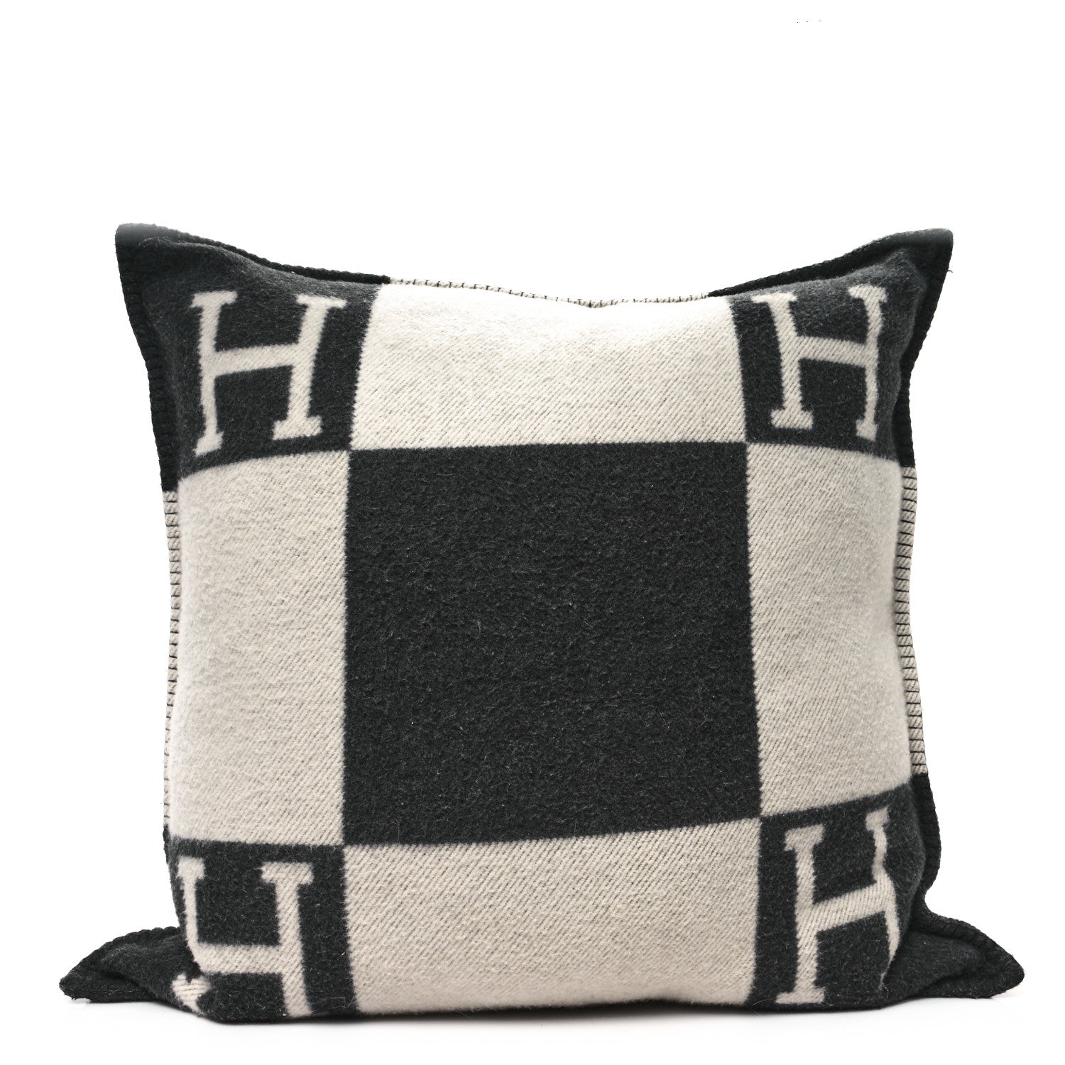 Hermes Wool Cashmere Avalon Pillow GM Ecru Gris Fonce 1 of 3