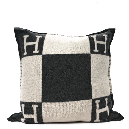 Hermes Wool Cashmere Avalon Pillow GM Ecru Gris Fonce 1 of 3