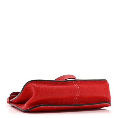 Hermes Taurillon Clemence Halzan 31 GM Rouge Casaque Vermillion 4 of 10
