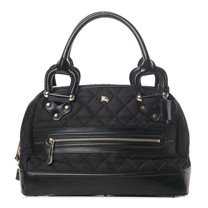 Burberry Calfskin Nylon Quilted Manor Top Handle Bag Black 1 of 5