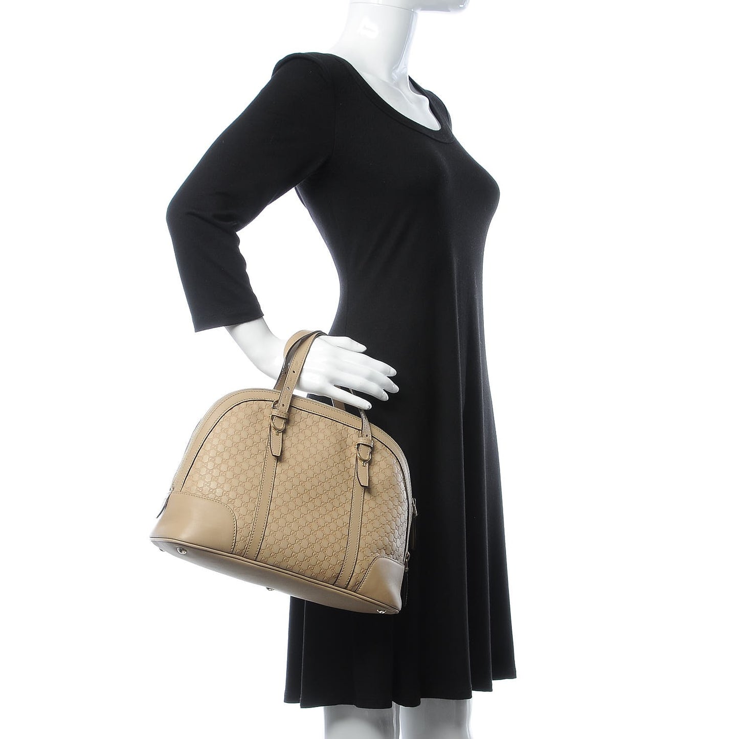 Microguccissima Small Nice Top Handle Dome Bag Beige