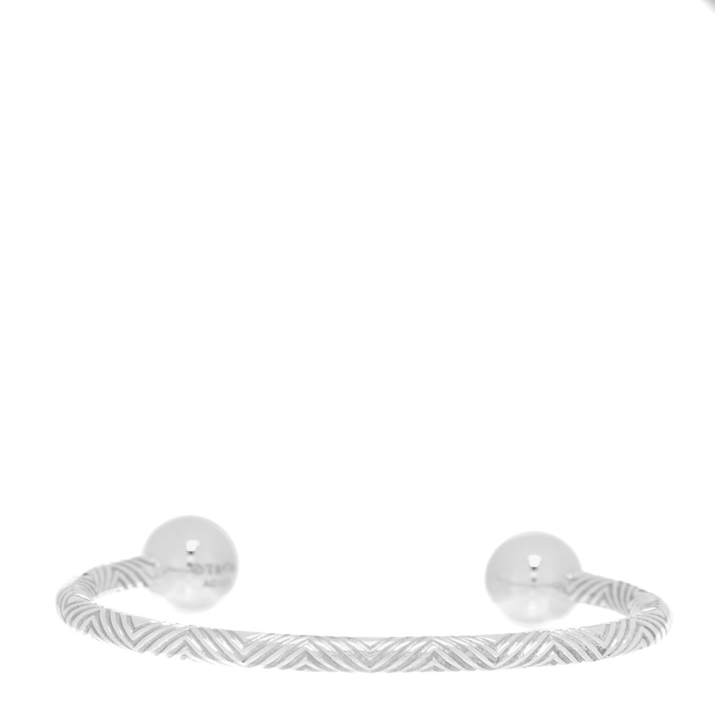 Sterling Silver Textured Barbell Cuff Bracelet