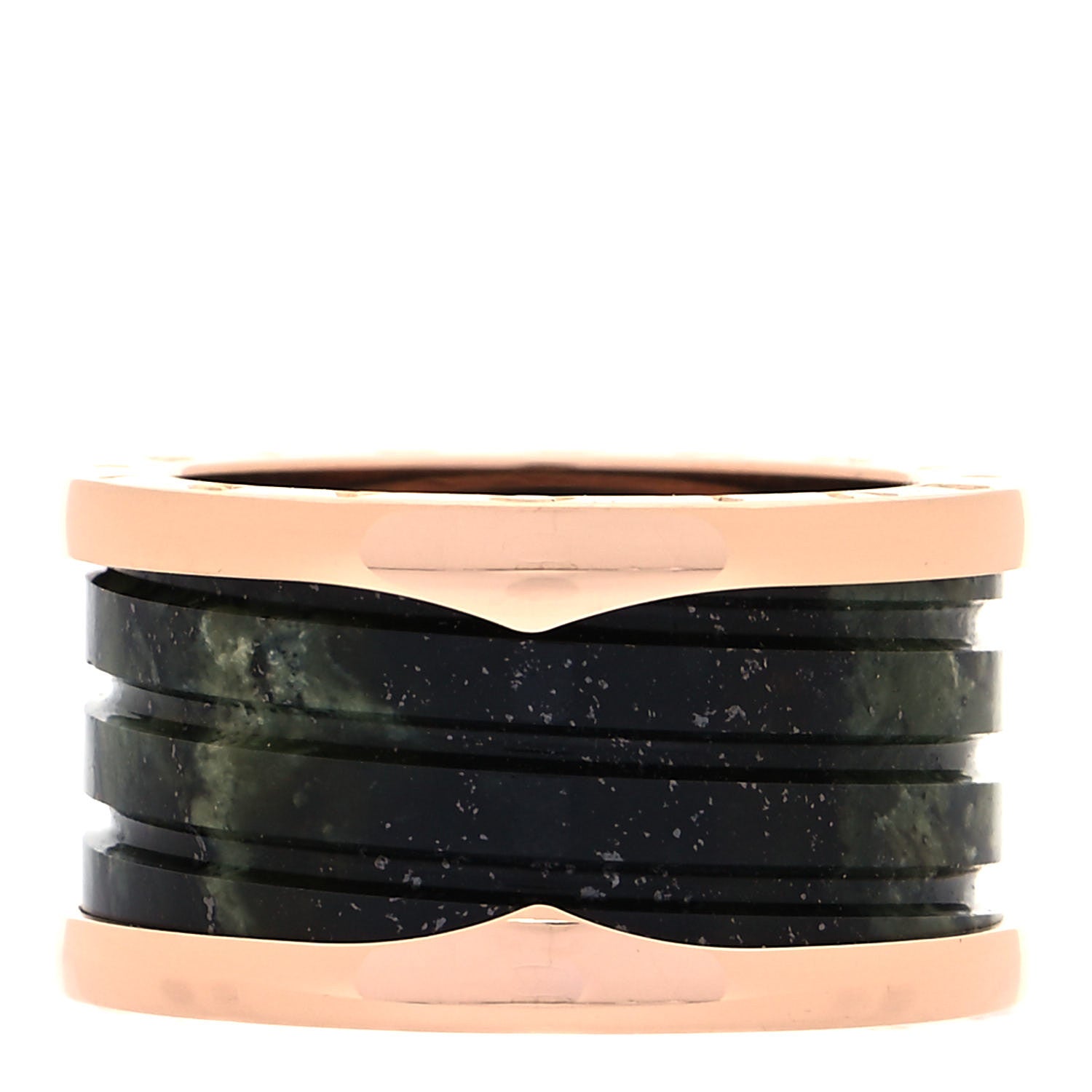 Bulgari 18K Rose Gold Green Marble B.Zero1 Ring 54 7 1 of 5