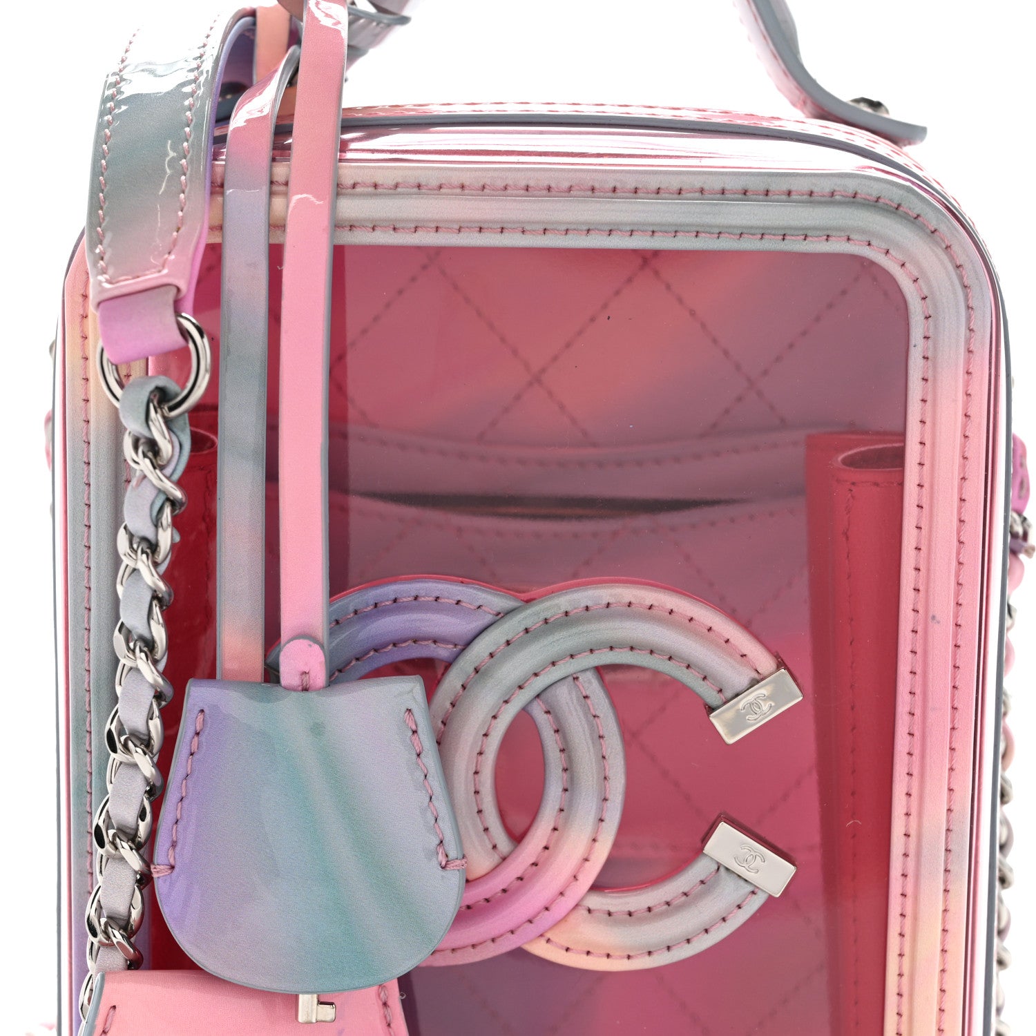 Chanel PVC Patent Calfskin Patent Lambskin Vertical Vanity Case Pink 8 of 10