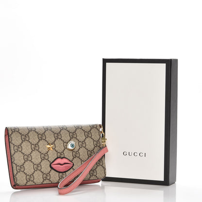 Gucci GG Supreme Monogram Embroidered Face iPhone 6 Case Wristlet Pink 8 of 8